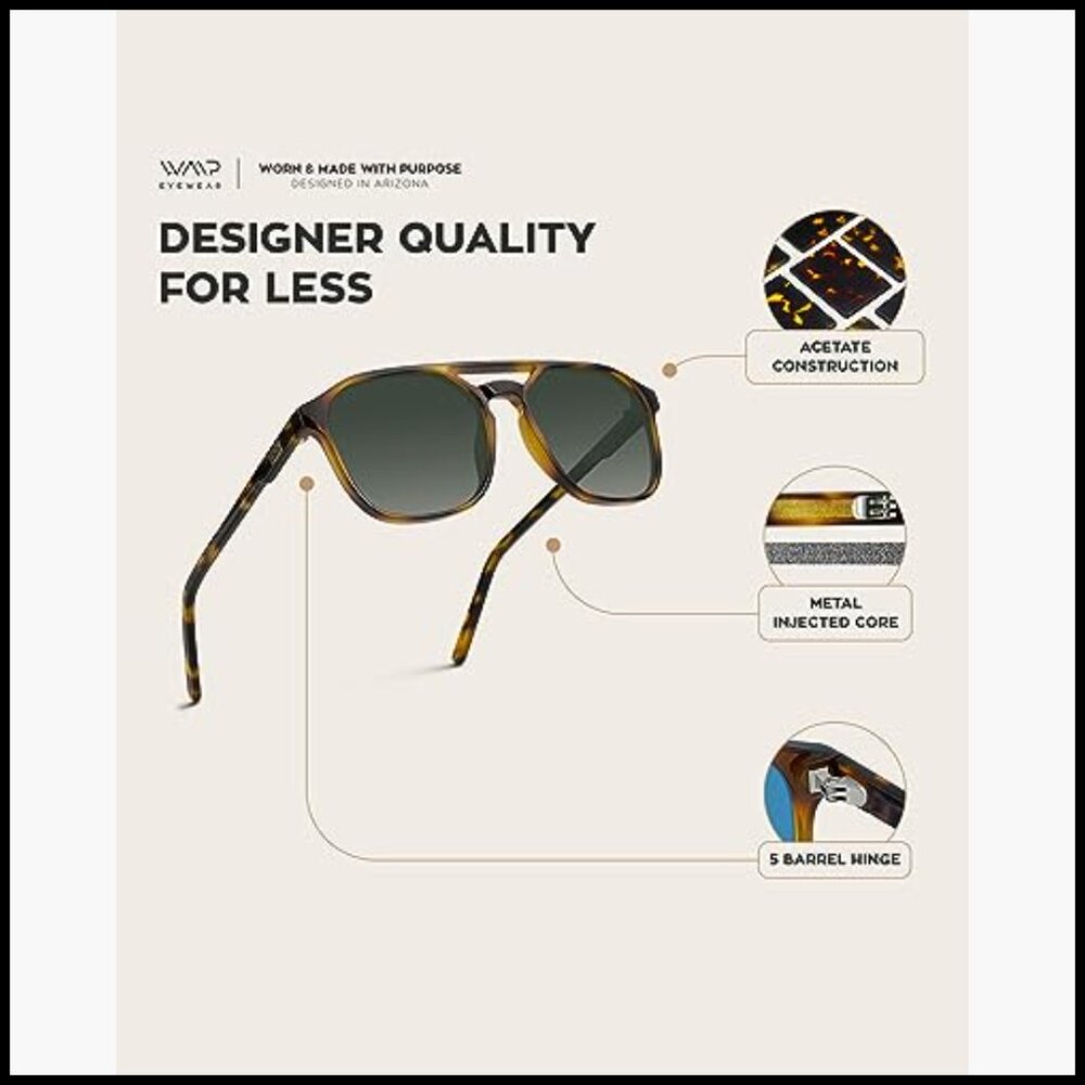 Polarized Double-Bridge Rectangular Sunglasses wi… - image 5